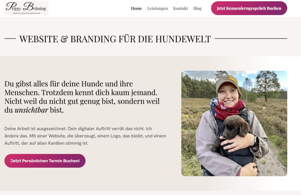 Screenshot Website Hundewelt Peggy Brüning